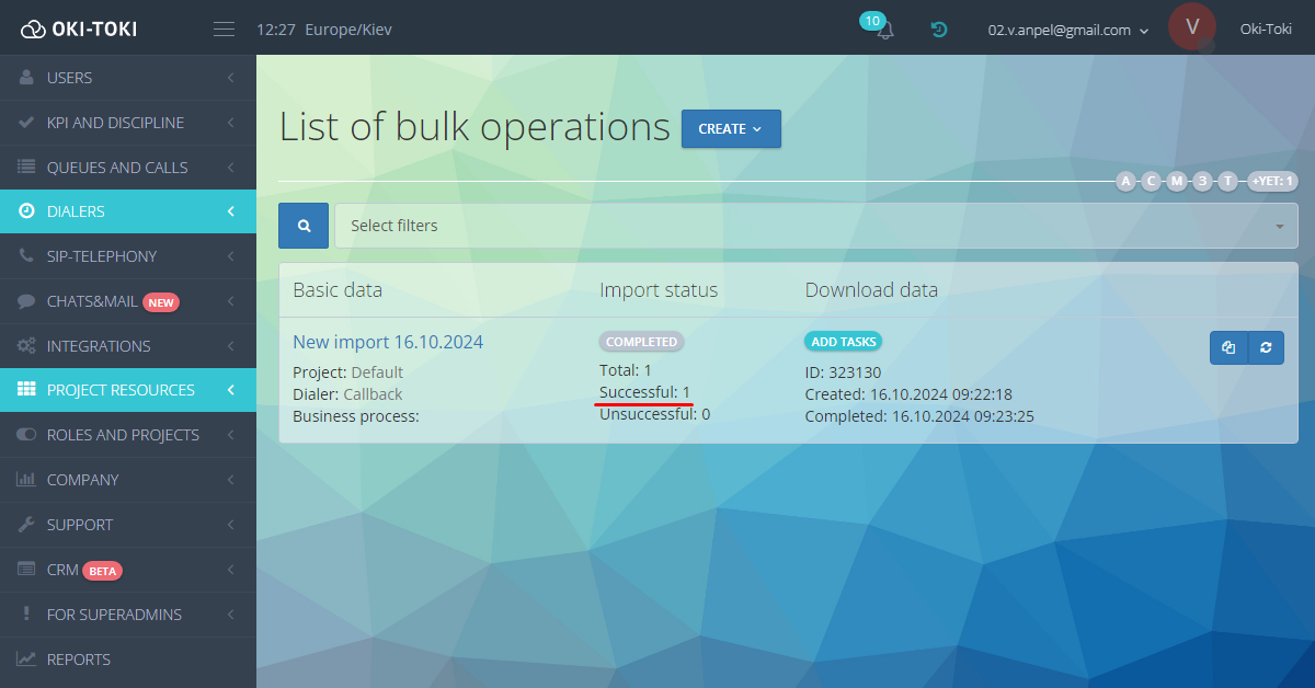 Importación exitosa