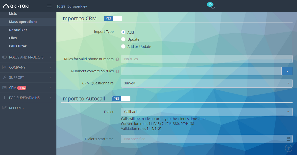Selección del formulario y llamadas automáticas